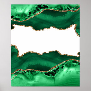 Poster Emerald Green com Agate Dourado Metálico