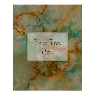 Pôster Emerald Green e Copper Dourado Marble