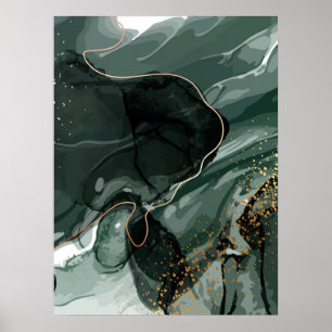 Poster Emerald Green e Dourado Marble, Fundo Marble