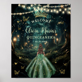 Poster Emerald Green Encantado Floresta Quinceañera Bem-v