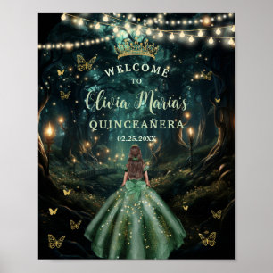 Poster Emerald Green Encantado Floresta Quinceañera Bem-v