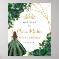 Emerald Green Floral Princess Quinceañera Bem-vind