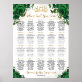 Poster Emerald Green Floral Sweet 16 Quinceanera Seating