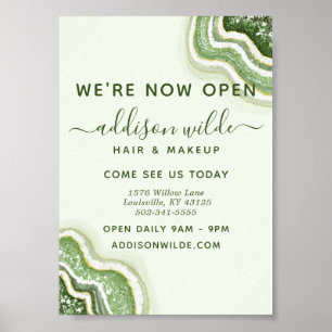 Poster Emerald Green Glitter Agate Geode Luxe Business