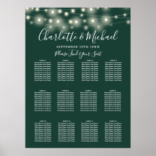 Poster Emerald Green String Lights Casamento