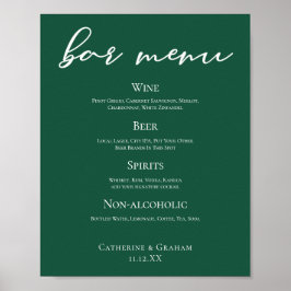 Poster Emerald Green Typografia Forest Weding Menu Bar