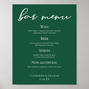 Poster Emerald Green Typografia Forest Weding Menu Bar