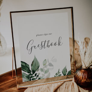 Poster Emerald Greenery Botanical Wedding Sign