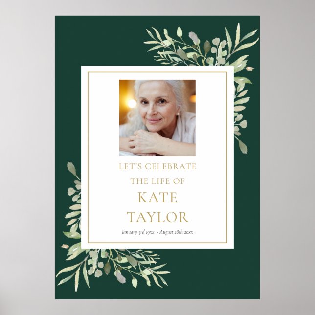 Poster Emerald Greenery Foto Celebração do Sinal de Vida (Frente)