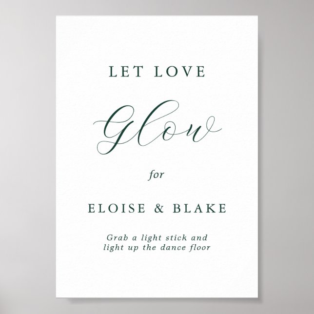 Poster Emerald Greenery Vintage Botanical Let Love Glow (Frente)