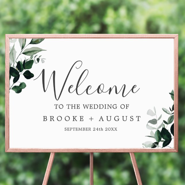 Poster Emerald Greenery Wedding Welcome (Criador carregado)