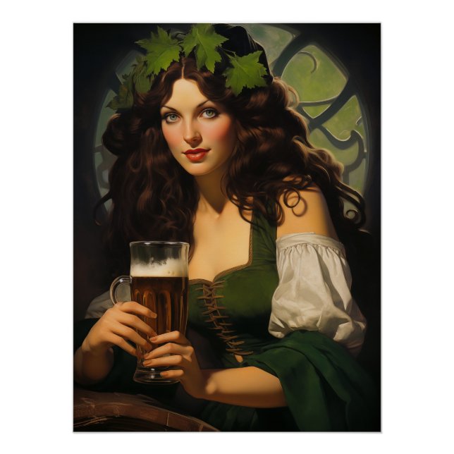Pôster Emerald Heart, Ouro Ale | Medieval Irish Maiden (Frente)