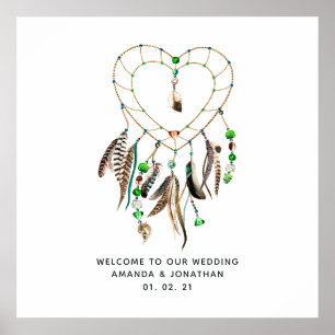 Poster Emerald Indian Tribal Boho Wedding Welcome