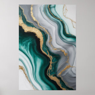 Poster Emerald Veins: Abstrato Marble Flow ✨ 💚 🖤