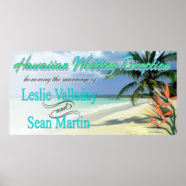 Poster Emerald Waters Havaiian Luau Recepção de casamento (Frente)