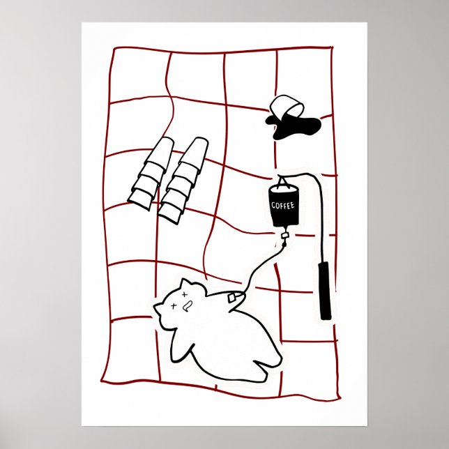 Poster Emergência de Espresso — Gato com Humor de Café Go (Frente)
