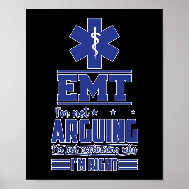 Poster Emergência EMT do EMS Não estou discutindo (Frente)