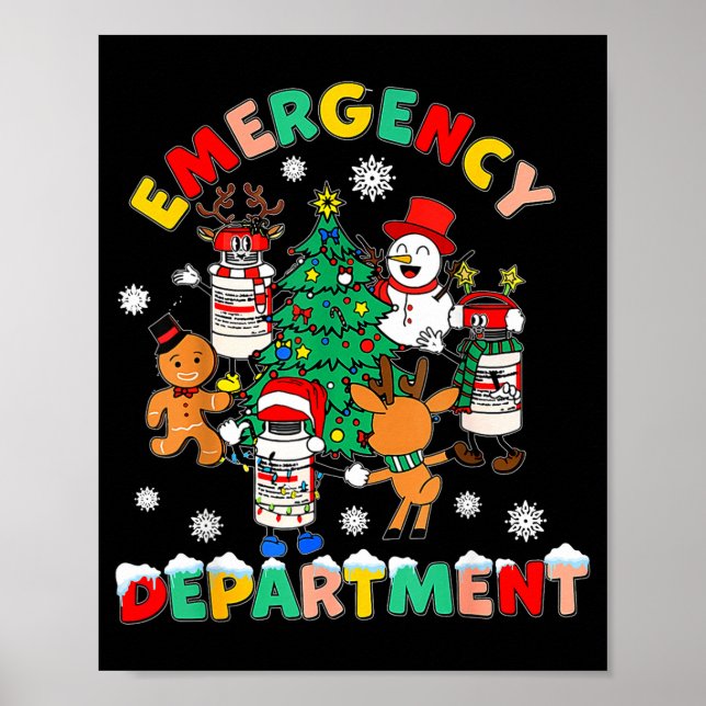 Poster Emergency Department Christmas Santa Er Crew Nurse (Frente)