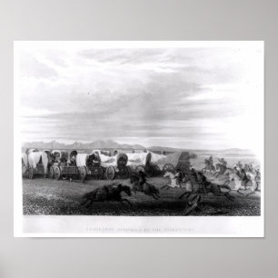 Pôster Emigrantes atacados pelos Comanches