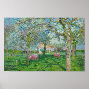 Poster Emile Claus - o pomar na primavera