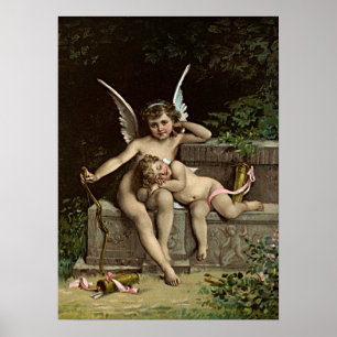 Poster Émile Munier Dois Números Cupidos Sentados em um B