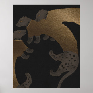 Poster Emissário do Indomado - leopardos dourados de luxo