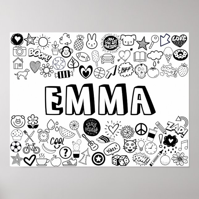 Poster 'EMMA' Colour-it-Yourself Outline Design (Frente)