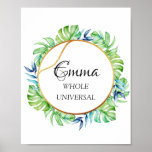 Poster Emma Name Significa Tropical Bridal Birthday Gift<br><div class="desc">Um nome elegante que significa um poster dedicado a um novo bebê. Decorado com brilho como pés de bebês. Aproveite o seu dia! FlorenceKdesign</div>
