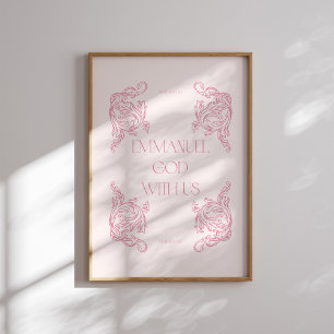 Poster Emmanuel Deus Conosco Um Natal Cristão Rosa