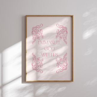Poster Emmanuel Deus Conosco Um Natal Cristão Rosa