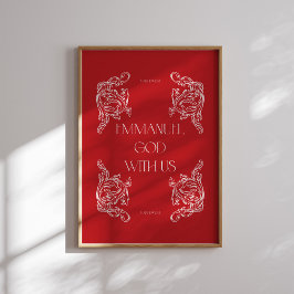Poster Emmanuel God With URed Christian Christmas Poste