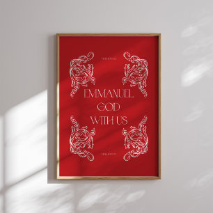 Poster Emmanuel God With URed Christian Christmas Poste