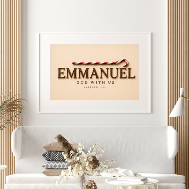 Poster EMMANUEL | Mateus 1:23 Natal | Creme Quente (Criador carregado)