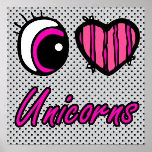 Poster Emo Eye Heart I Love Unicorns