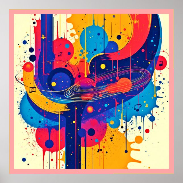 Poster Emoção de Tintas de Música (Frente)