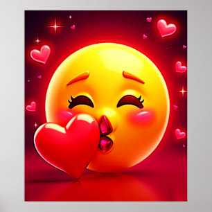 Poster Emoji de Beijo: Arte de Amor e Corações