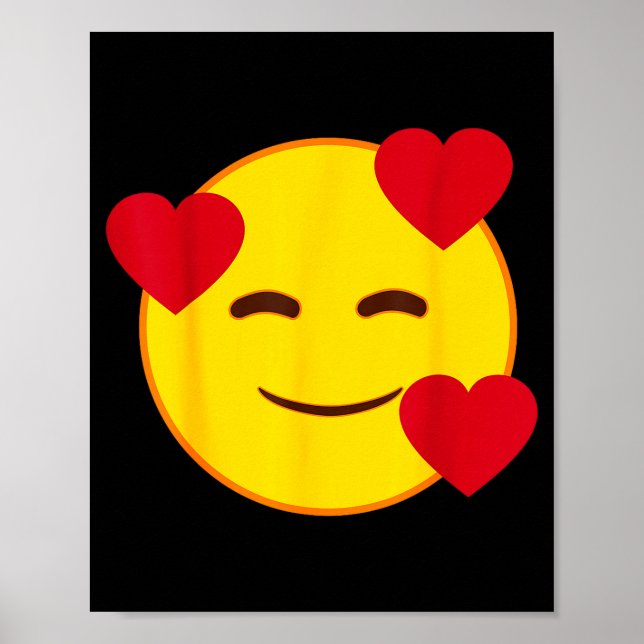 Poster Emoji Floating Hearts Yellow Smile Face  (Frente)