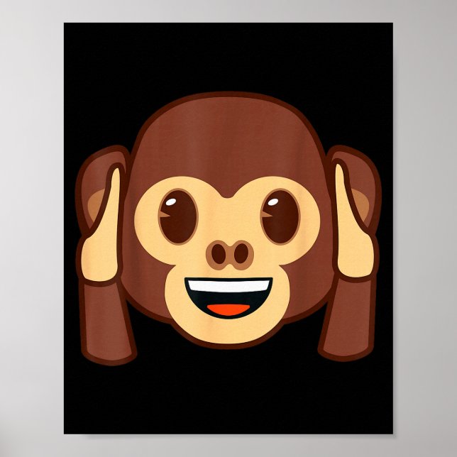 Poster Emoji Monkey Holding Ears Yellow Smile Face  (Frente)