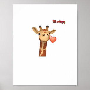Poster emoji piscando beijando coração girafa rosto  