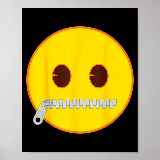 Poster Emoji Zip Zipper Mouth Yellow Smile Face  (Frente)