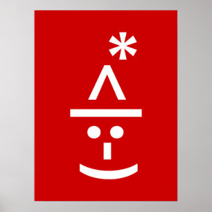 Pôster Emoticon de Elfo de Natal Arte de Texto ASCII de N