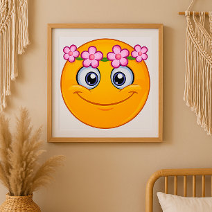 Poster Emoticon Vestindo Uma Fraqueia Floral