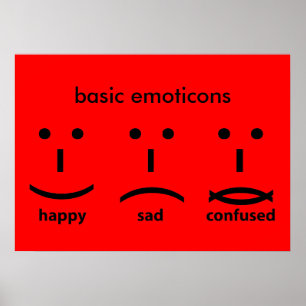 Poster Emoticons, feliz, triste e confuso
