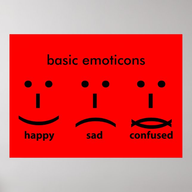 Poster Emoticons Felizes, Tristes e Confundidos (Frente)