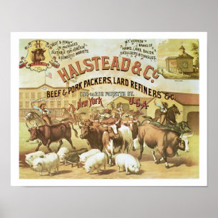 Pôster Empacotador da carne & da carne de porco, c.1880