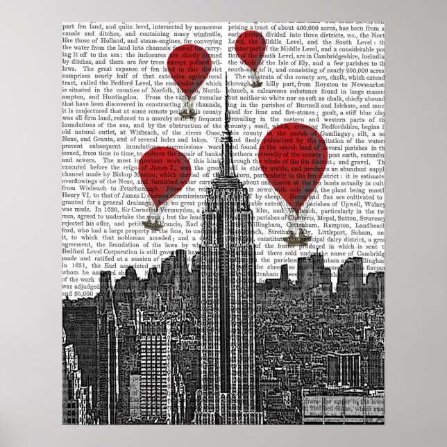 Poster Empire State Building e Red Hot Air Balloons (Frente)