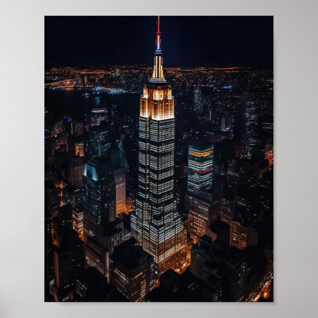 Poster Empire State Building Lit up at Night (Frente)