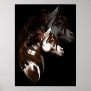 Poster emplumado sombreado do cavalo