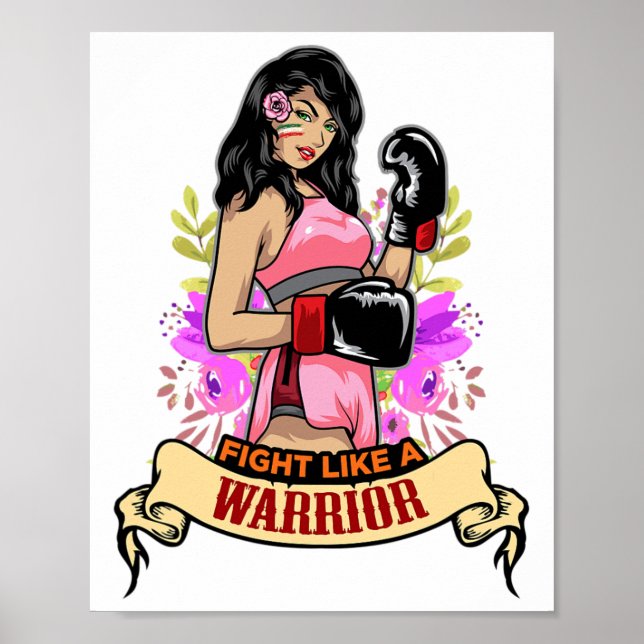 Poster Empoderada Latina Boxando Garota Fitn (Frente)