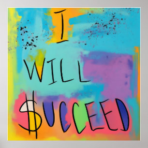 Poster Empoderamento e sucesso: uma afirmação colorida